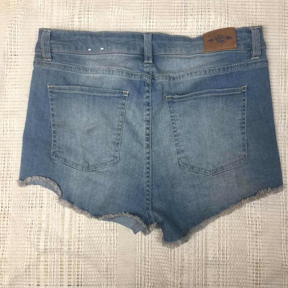 Wild Blue High Rise Button Fly Shorts - Picture 3 of 5